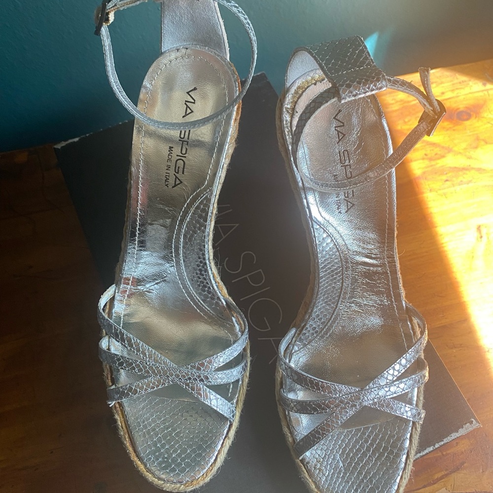 Via Spiga “Dado” Silver Metallic Python Leather W… - image 6